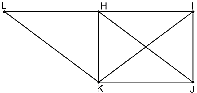 Cho đoạn thẳng KJ. Trên đường thẳng vuông góc với KJ tại K, lấy điểm H sao cho KH = a < KJ. Trên đường thẳng vuông góc với KJ tại J, lấy điểm I sao cho IJ = a. Nối H với I và H với J. Qua  (ảnh 1)