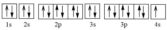(1,0 điểm). Thực hiện c&aacute;c y&ecirc;u cầu sau:
Nguy&ecirc;n tố Potassium K (19 proton, 20 neutron)Viết k&yacute; hiệu nguy&ecirc;n tửViết cấu h&igrave;nh electronPh&acirc;n bố v&agrave;o &ocirc; orbitalX&aacute;c định loại nguy&ecirc;n tố s,p,d,f? (ảnh 1)