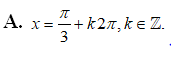 Phương trình sin2x-2cosx=0 có họ nghiệm là (ảnh 3)