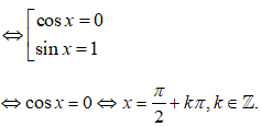 Phương trình sin2x-2cosx=0 có họ nghiệm là (ảnh 2)