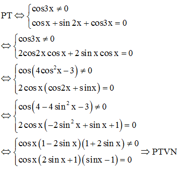 Cho phương trình  (cosx +sin2x / cos3x) + 1 = 0 (ảnh 1)