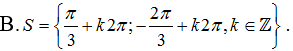 Phương trình 2sinx-1=0 có tập nghiệm là: A. S={pi/6+k2pi; 5pi/6+k2pi, k thuộc Z} (ảnh 3)