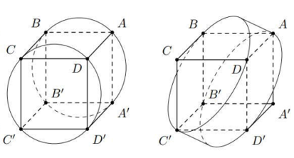 Cho hình lập phương ABCD.A'B'C'D'. Có bao nhiêu mặt trụ tròn xoay đi qua sáu đỉnh (ảnh 3)