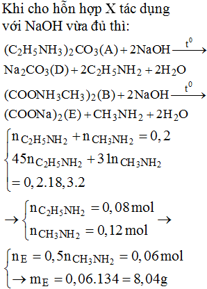 Hỗn hợp X chứa chất A (C5H16O3N2) và chất B (C4H12O4N2) tác dụng với dung dịch NaOH (ảnh 1)