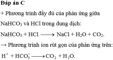 Phương trình ion rút gọn NaHCO<sub onerror=