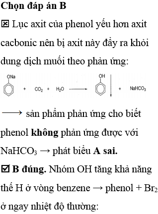 phenol phản xạ được với hóa học nào là sau đây