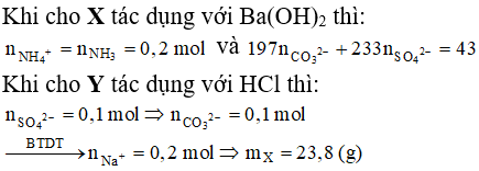 Cho 100 ml  dung dịch X chứa các ion Na^+, NH4^+, CO3^2- và SO4^2- tác dụng (ảnh 1)