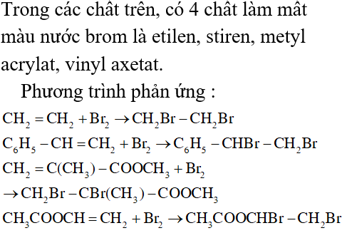 Este Làm Mất Màu Dung Dịch Brom