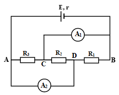 Cho mạch điện như hình , bỏ qua điện trở của dây nối và các ampe kế (ảnh 1)