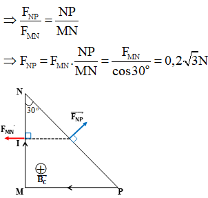 Một khung dây dẫn phẳng có dạng là một tam giác vuông MNP (vuông tại M) (ảnh 2)