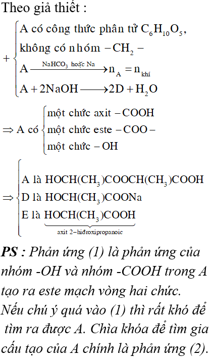 Khi Cho Chất Hữu Cơ A Co Cong Thức Phan Tử C6h10o5 Va Khong Co Nhom Vietjack Com