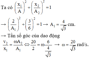 Cho hai dao động điều hòa với phương trình lần lượt là x1 = A1cos( omega t + phi 1) cm (ảnh 1)
