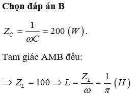 Đặt điện áp u=U0 cos100 pi t (V) vào hai đầu đoạn mạch AB gồm hai (ảnh 2)