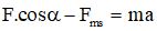 Vật có m = 1kg đang đứng yên. Tác dụng một lực F = 5N hợp với phương chuyển động (ảnh 4)