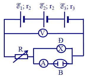 Cho mạch điện như hình vẽ Trong đó  E1 = 12V , E2 = E3 = 6V (ảnh 1)