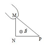 Một dây dẫn được gập thành khung dây có dạng tam giác vuông  MNP. Cạnh MN = 30 (cm), NP = 40 (cm) (ảnh 1)