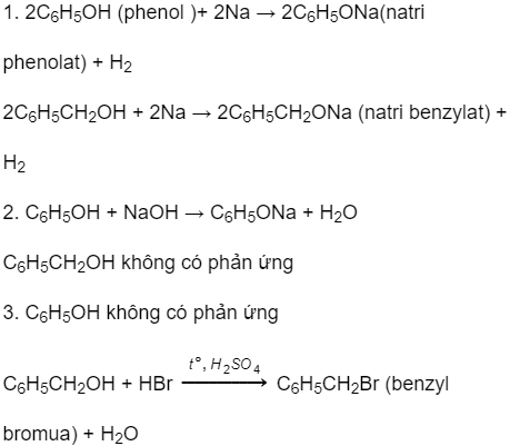 Viết phương trình hoá học của phản ứng (nếu có) khi cho C6H5-OH và ...