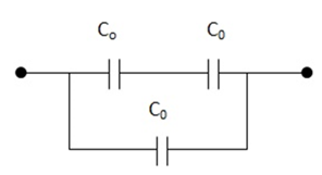 Ba tụ điện giống nhau, mỗi tụ điện có điện dung C0, được mắc như hình vẽ (ảnh 1)