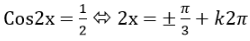 Phương trình sin(pi cos2x) = 1 có nghiệm là: A.x = k.pi, k thuộc Z B. pi+k2pi, k thuộc Z.  (ảnh 6)