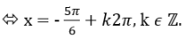 Tập nghiệm của phương trình: sinx + căn 3 cosx = -2 là: A.{-5pi/6+kpi, k thuôc Z} B.{-5pi/6+k2pi, k thuộc Z} (ảnh 6)