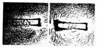 Quan sát từ phổ của hai thanh nam châm trong hình vẽ sau Hay cho biết nam châm nào có từ trường mạnh hơn? (ảnh 1)