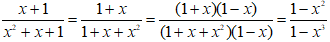 Hãy viết các phân thức sau dưới dạng một phân thức có mẫu thức là 1 - x^3; x+1/ x^2+x+1 (ảnh 1)