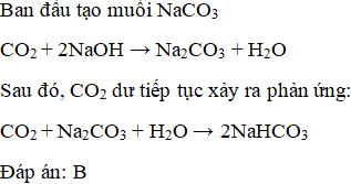 Quá trình thổi khí CO2 vào dung dịch NaOH, muối tạo ra theo thứ tự là  A. NaHCO3, Na2CO3   B.  Na2CO3 ,  NaHCO3 (ảnh 1)