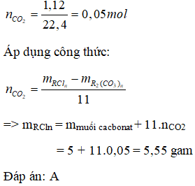 Hòa tan hoàn toàn 5 gam hỗn hợp 2 muối cacbonat kim loại hóa trị I và hóa trị II bằng dung dịch HCl thu được (ảnh 1)