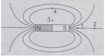 Lực từ tác dụng lên kim nam châm trong hình sau đặt ở điểm nào là A. Điểm 1  B. Điểm 2  C. Điểm 3 (ảnh 1)