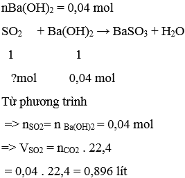 Dùng 400ml dung dịch Ba(OH)2 0,1M hấp thụ hoàn toàn V lít khí SO2(đktc). Sau phản ứng thu được muối (ảnh 1)