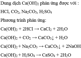 Dung dịch Ca(OH)2 phản ứng với tất cả các chất trong dãy chất nào nào dưới đây: A. NaCl, HCl, Na2CO3, KOH (ảnh 1)