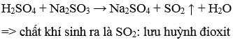 Cho dung dịch axit sunfuric loãng tác dụng với muối natrisunfit (Na2SO3) Chất khí nào sinh ra ? (ảnh 1)