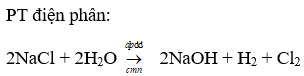 Điện phân dung dịch NaCl bão hoà, có màng ngăn giữa hai điện cực, sản phẩm thu được là: A. NaOH, H2, Cl2 (ảnh 1)