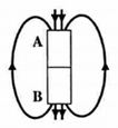 Chiều của đường sức từ của nam châm được vẽ như sau. Tên các từ cực A. A là cực Bắc, B là cực Nam (ảnh 1)
