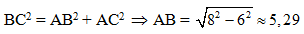 Cho tam giác ABC vuông tại A có BC = 8cm, AC = 6cm. Tính tỉ số lượng giác tanC. (làm tròn đến chữ số (ảnh 2)