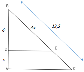 Chọn câu trả lời đúng. Cho hình bên biết ED vuông góc AB, AC vuông góc AB, tìm x (ảnh 1)