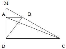 Cho hình thang vuông ABCD vuông góc tại A và D ;AB = 1/3CD .Kéo dài DA và CB cắt nhau tại M. (ảnh 1)