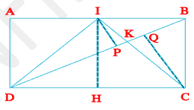 Cho hình chữ nhật ABCD (như hình vẽ); I là điểm chia AB thành 2 phần bằng nhau. Nối DI và IC; (ảnh 2)