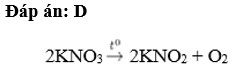 Nung kali nitrat (KNO3) ở nhiệt độ cao, ta thu được chất khí là  A. NO  B. N2O  C. N2O5  D. O2 (ảnh 1)