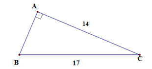 Cho tam giác ABC vuông tại A, có AC = 14, BC = 17. Khi đó tan B bằng A. căn 93/ 14 (ảnh 1)