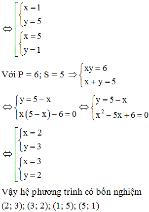 Hệ phương trình xy +x +y =11 và x^2.y +xy^2 =30. Có 2 nghiệm (2; 3) và (1; 5) (ảnh 2)