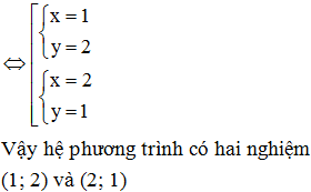 Hệ phương trình x^2y +xy^2 =6 và xy +x+ =5. Có 2 nghiệm (5; 1) và (1; 5) (ảnh 2)