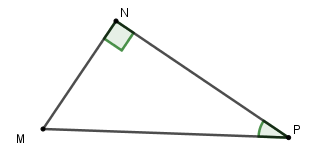 Cho tam giác MNP vuông tại N. Hệ thức nào sau đây là đúng  A. NP = MP. sin P B. NP = MN. cot P (ảnh 1)