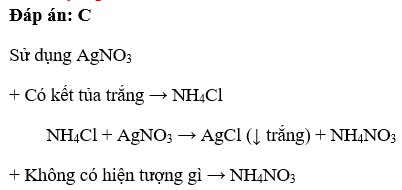 Để nhận biết 2 loại phân bón hoá học là: NH4NO3 và NH4Cl Ta dùng dung dịch  A. KOH  B. Ca(OH)2 (ảnh 1)