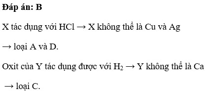 Kim loại X tác dụng với HCl sinh ra khí hiđro. Dẫn khí hiđro qua oxit của kim loại Y đun nóng thì thu được (ảnh 1)