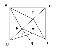 Hình vuông ABCD có cạnh 6 cm. Trên đoạn BD lấy điểm E và P sao cho BE = EP = PD. (ảnh 1)