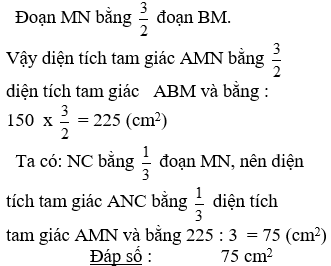 Cho tam giác ABC có cạnh AB dài 25 cm. Trên cạnh BC lấy hai điểm M, N sao cho độ dài đoạn BM (ảnh 2)