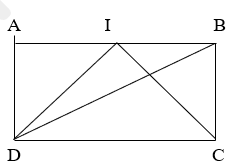 Cho hình chữ nhật ABCD (như hình vẽ); I là điểm chia AB thành 2 phần bằng nhau. Nối DI và IC; nối DB (ảnh 1)