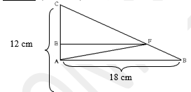 Cho tam giác ABC vuông ở A. Hai cạnh kề với góc vuông là AC dài 12cm và AB dài 18cm. (ảnh 1)