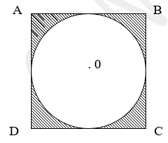 Cho hình vuông ABCD và hình tròn tâm 0 như hình vẽ : a. Cho biết diện tích hình vuông bằng  25 (ảnh 1)